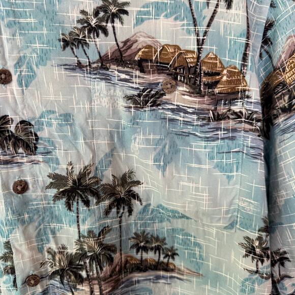 Foundry Co Blue Hawaiian Button Up Shirt Mens Large Tall Vacation Tropical Blue - Picture 5 of 9